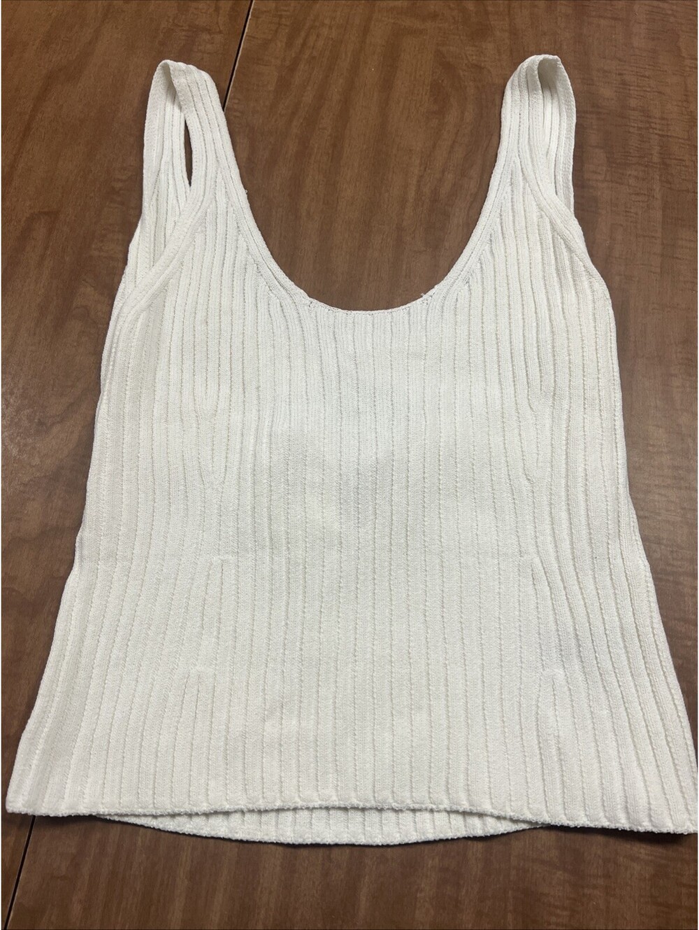 Vince White Cream Ribbed Knit Tie-Back Tank Top Cami Size L